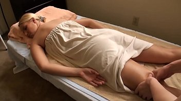 Blond young girl in massage parlor