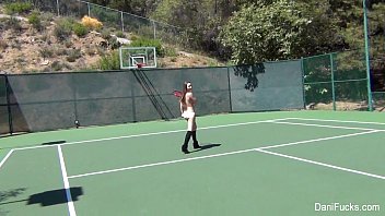 Dani Daniels Topless Tennis Fun