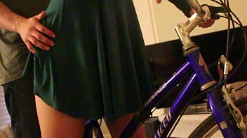 Step daughter learning to ride bike grinds in panties