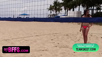 Volleyball beach babes suck and fuck big cocks