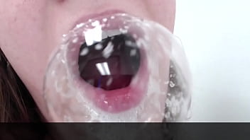 BBW Blows HUGE Spit Bubbles Deepthroat Dildo