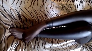 Black Pantyhose under Black Wet Look Leggings