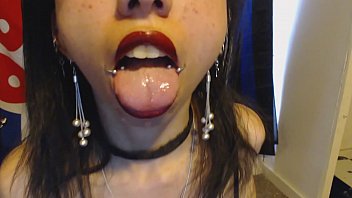 Spit Saliva Fetish - Red Lips Drool a lot down Chin