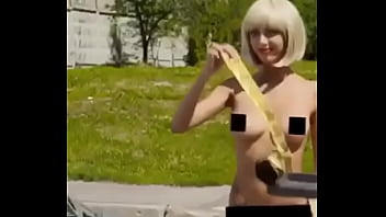 Censored nude babe stopped by police officer