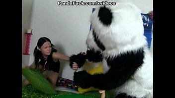 passionate sex with a toy panda