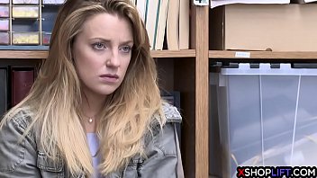 Blonde shoplifiting skinny girl got fucked in a office