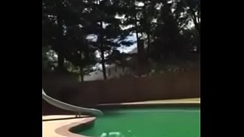 Pounding Her Pussy Next To The Pool