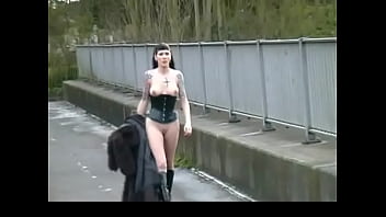 Goth Babe in Furry Coat Pisses Outdoors 2