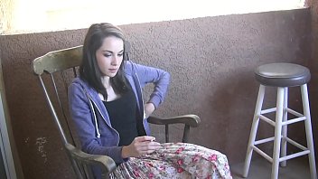 Teen pornstar and smoking girl Emily Grey enjoys a cigarette break during a porn shooting filmed with spy cam