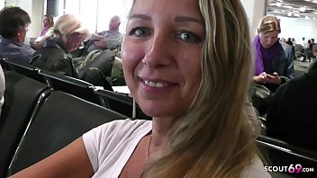 German MILF Flash Huge Tits in Plane and Ride on Holiday