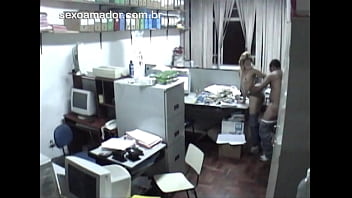 Security camera films hot blonde fucking with colleague in accounting office