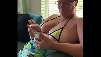 Amateur Texas teacher pulls swimsuit to the side to reveal snatch