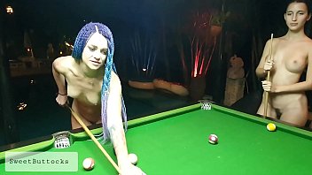 They play billiards in the night bar completely naked