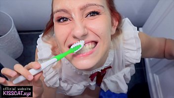 Face Fuck Deepthroat for Young Babe and Cum on Teeth for Cleaning