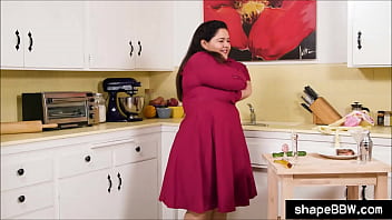 Fat obese wife horny in the kitchen