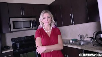 Blonde milf Kenzie Taylor wants her stepsons mouth shut so she suck his young prick