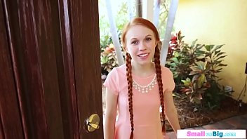Tiny redhead is stuck on the toiletseat.Her friends stepdad is willing to help but she needs to suck his big cock.After he frees her he bangs her pussy