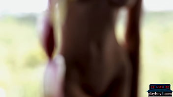 Tiny big natural tits Playboy model showing off hot body