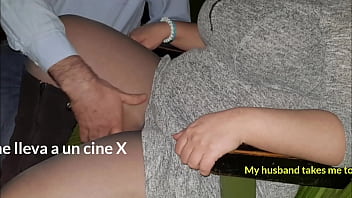 Gangbang in an adult theater - I get fucked by several men in an X cinema in front of my husband - part 1