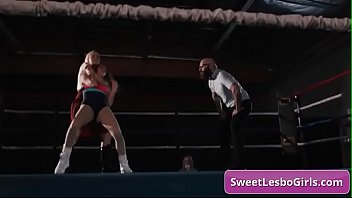 Horny lesbo sluts enjoy fighting in the ring and getting horny while doing that