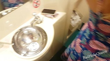 The bitch sucked and fucked me in the train toilet while he was driving. Cinema toilet sex - babe in a skirt and high heels