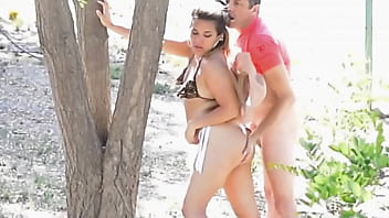 Hot blonde fucking and deepthroating in the public park