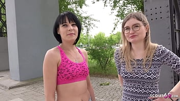 GERMAN SCOUT - TWO SKINNY GIRLS FIRST TIME FFM 3SOME AT PICKUP IN BERLIN