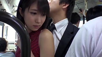 Sexy japanese chick in miniskirt gets fucked in a public bus.