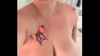 Girl plays with big titties