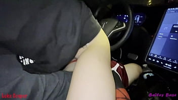 Sexy Teen Girl Rides Big Dick While Tesla Self Drives Crazy Hot