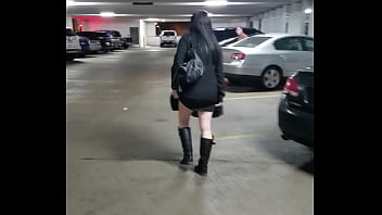 Showing off my new panties at in the parking garage at the casino in Joliet