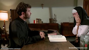 Priest James Deen came to punish two sinned Evi Fox and Kiki Vidis and fucked their throats and spanked their butts then fucked them