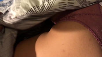 Touching her pussy and I make her suck my dick