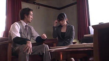 Cute japanese office angel offers a blow job to her boss before wetting her pantie and receiving a hugh creampie