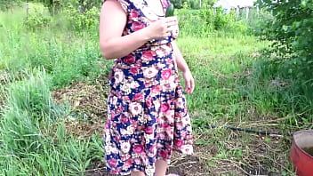 A mature bbw fucks with a cucumber in nature outside the city in public places Her natural boobs and gorgeous booty blend in with the natural landscape