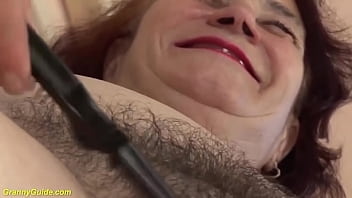 extreme horny hairy bush granny gets extreme rough fucked by her big cock hairdresser