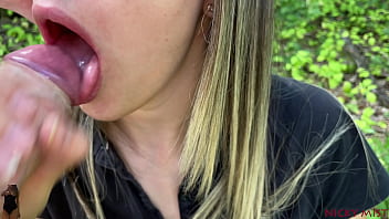 Girl from city swallow my cum in woods