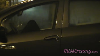 Fucking with a stranger in the car while my cuckold husband records the video and many voyeurs are watching us Real risky public sex