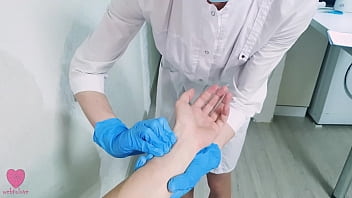 The nurse passionately fucked a shy young guy, deprived him of his virginity and got cum on face