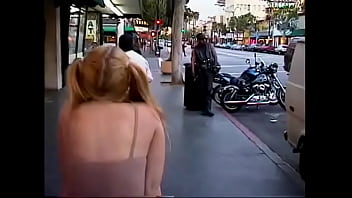 Blonde with pigtails meets biker dude and they go home to fuck