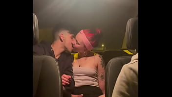 Young couple fucking in an UBER in Madrid voyeur video