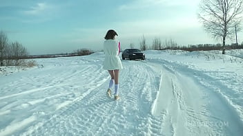 Petite 18yo Goldie Small Fucked Hard in the Snow and in the Trunk of a Car with Gape and Cum on Face