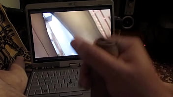 Masturbation and big cumshot under hot porn video - slow motion