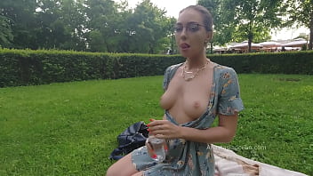 Anastasia Ocean topless in park. Showing tits outside. Public. Flashing