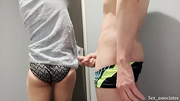 Pregnant women caught me jerking of in a changing room of a swimming pool and made me cum.