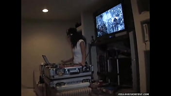 amateur threesome teen whore fucked at frat house party until facials