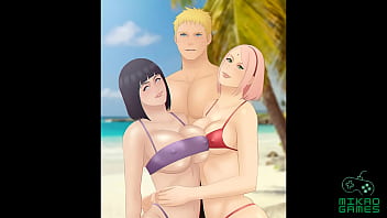 Naruto Hentai with Hinata and Sakura on a lot of sex with menage