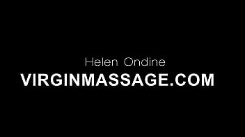 Oiled and wet innocent hymen pussy massage of Helen