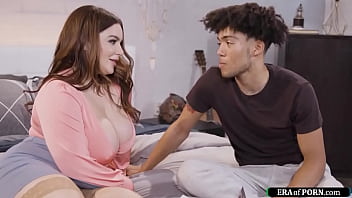Curvy stepmom and black stepson plan to go on a sexy vacation and kiss.He fingers the milfs pussy and the big tits brunette gives a bj.Then is fucked