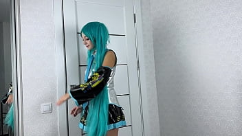 Pussy Fucked Vocaloid Hatsune Miku in different positions and gets Cum Inside | Cosplay